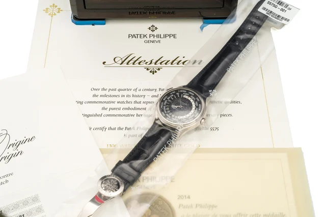 Patek Philippe PATEK PHILIPPE, REF. 5575G, WORLDTIME MOONPHASE, 175 ANNIVERSARY A fine, li