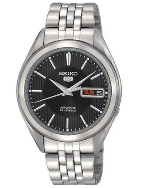 Seiko Automatic Black Dial Watch with Stainless Steel Bracelet #SNKL23 38 mm kol saati