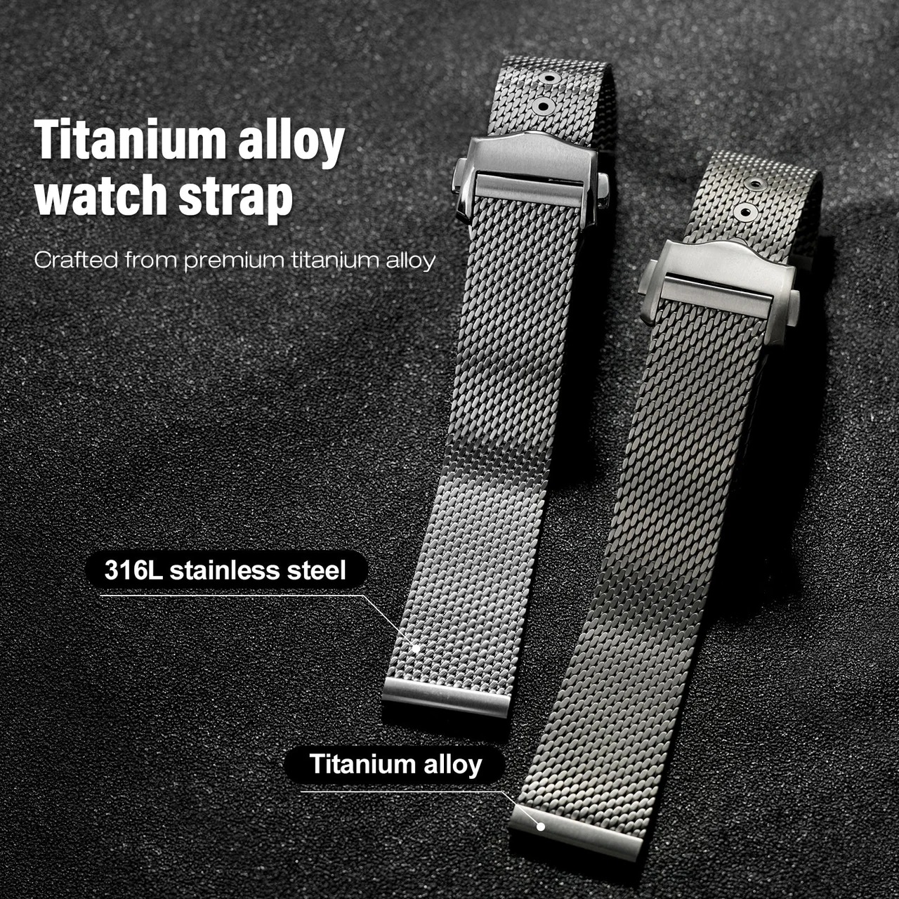 Watchdives Premier Adjustable Mesh Watch Band Strap 20mm 新高质量-316L不锈钢/长款-20mm无logo海马网鲨带-不要搞混 kol saati