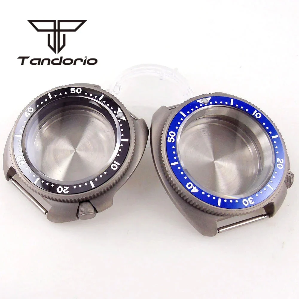 Tandorio Watches Titanium Turtle Watch Case 6105 Abalone Captain Williard 200M Waterproof Anti-allergy Watch Case Ceramic Bezel Sapphire Fit NH34 NH35 NH36 NH38 ETA2824 PT5000 ST2130 Movt 1005010537658678-black bezel-for NH34 NH35 NH36 44 mm kol saati