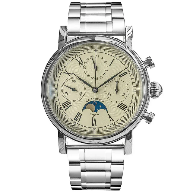 Sugess MoonPhase Master S394 (SUM199BT/X) Stainless-Steel Case Crea kol saati