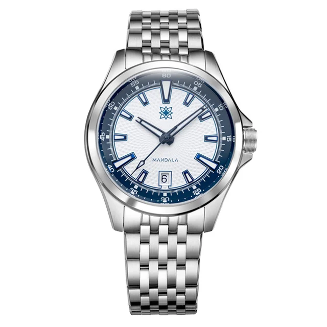 Second Hour Mandala Mk3 Watch with White & Blue Dial #SEC-HOU-10 kol saati