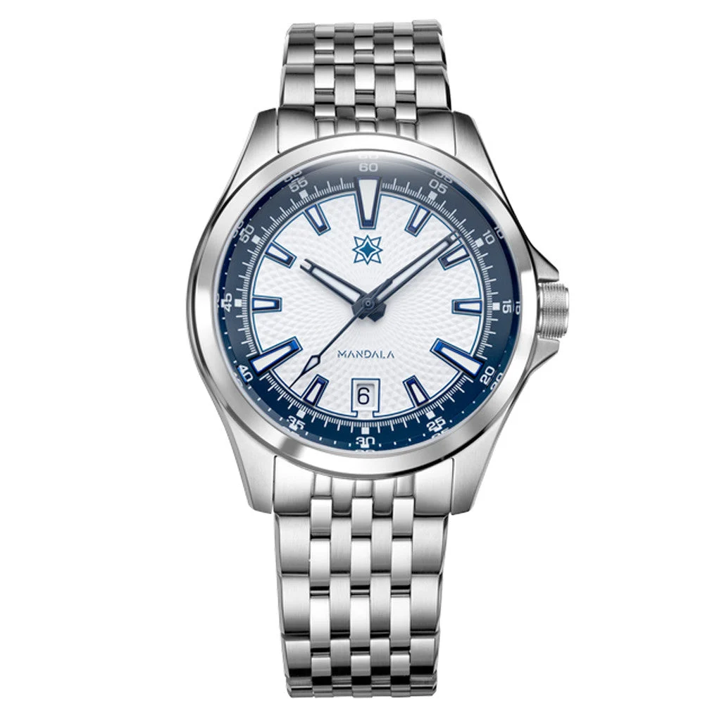 Second Hour Mandala Mk3 Watch with White & Blue Dial #SEC-HOU-10 kol saati