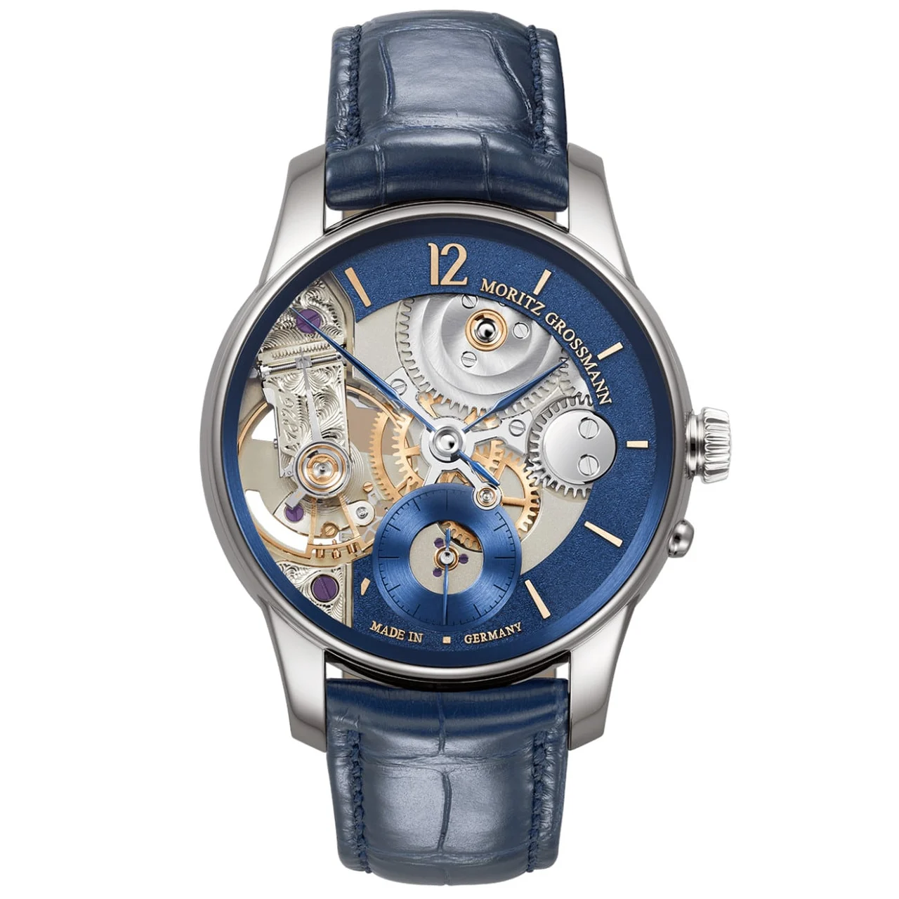 Moritz Grossmann Backpage Tremblage Platinum Blue Meteor MG-003979 kol saati