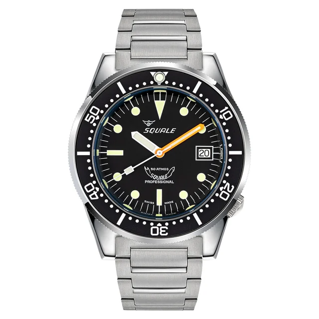 Squale Atmos Swiss Automatic Polished Dive Watch with Black Dial #1521CL.SQ20B kol saati