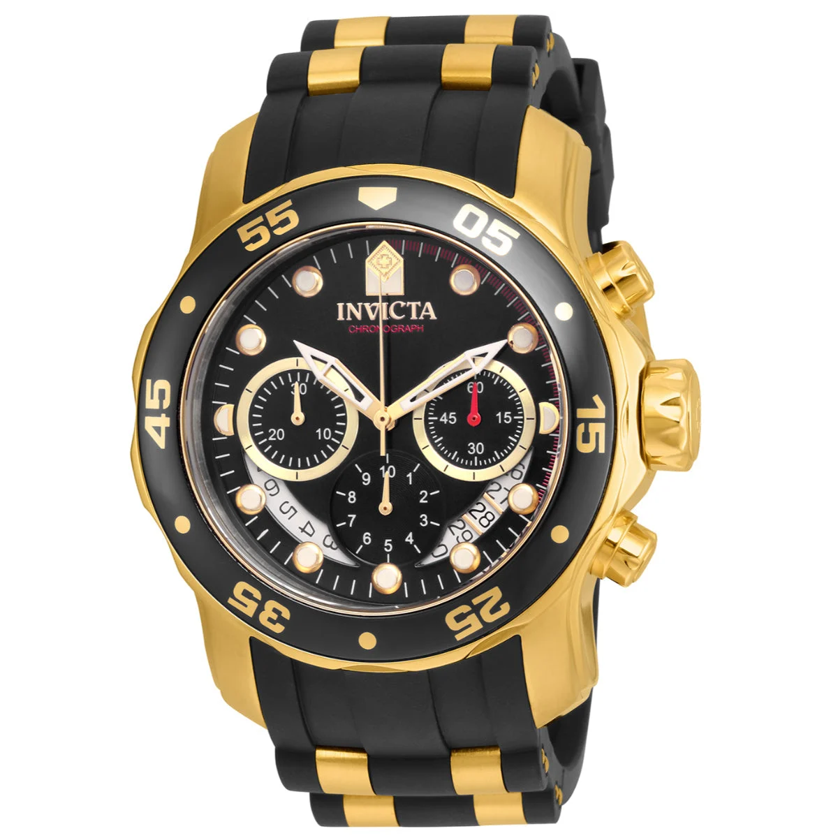 Invicta Pro Diver SCUBA Watch - 48mm. Gold. Black (21928) 48 mm kol saati