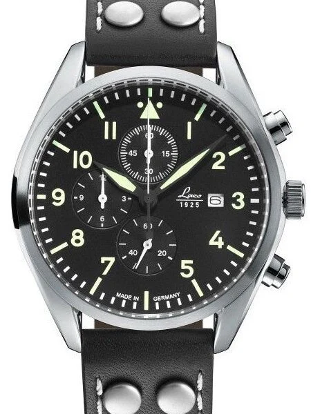 Laco Trier Type C Dial Chronograph Watch with 12-hour Totalizer #861915 42 mm kol saati