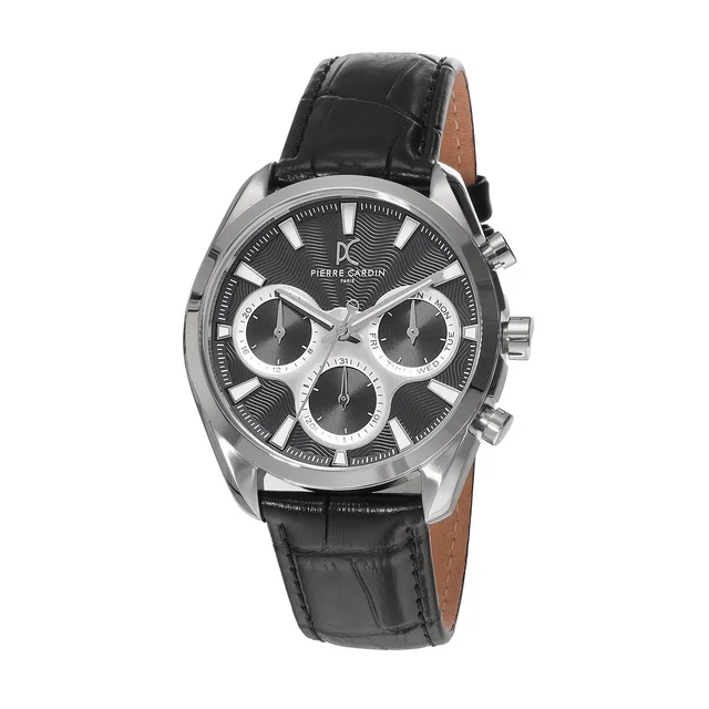 Imperium Astra Stainless Steel Silver with Black Leather Strap CF.1028.LB kol saati