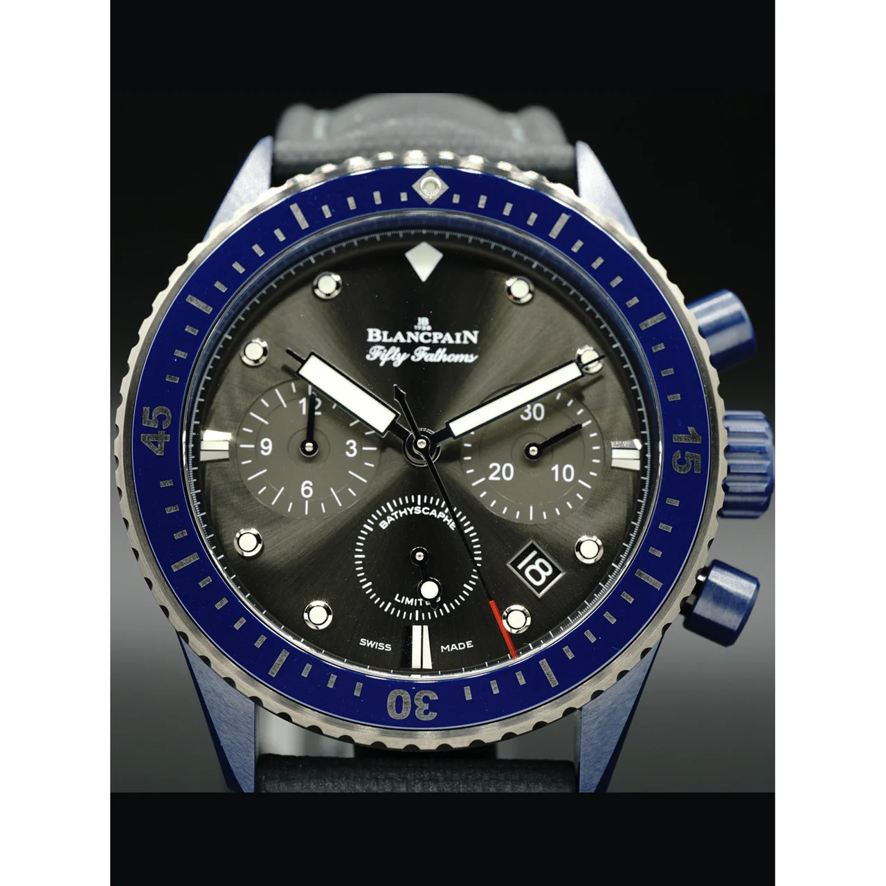 Blancpain Fifty Fathoms Bathyscaphe Chronographe Flyback Ocean Commitment 5200-0310-G52-A 210000013651 kol saati