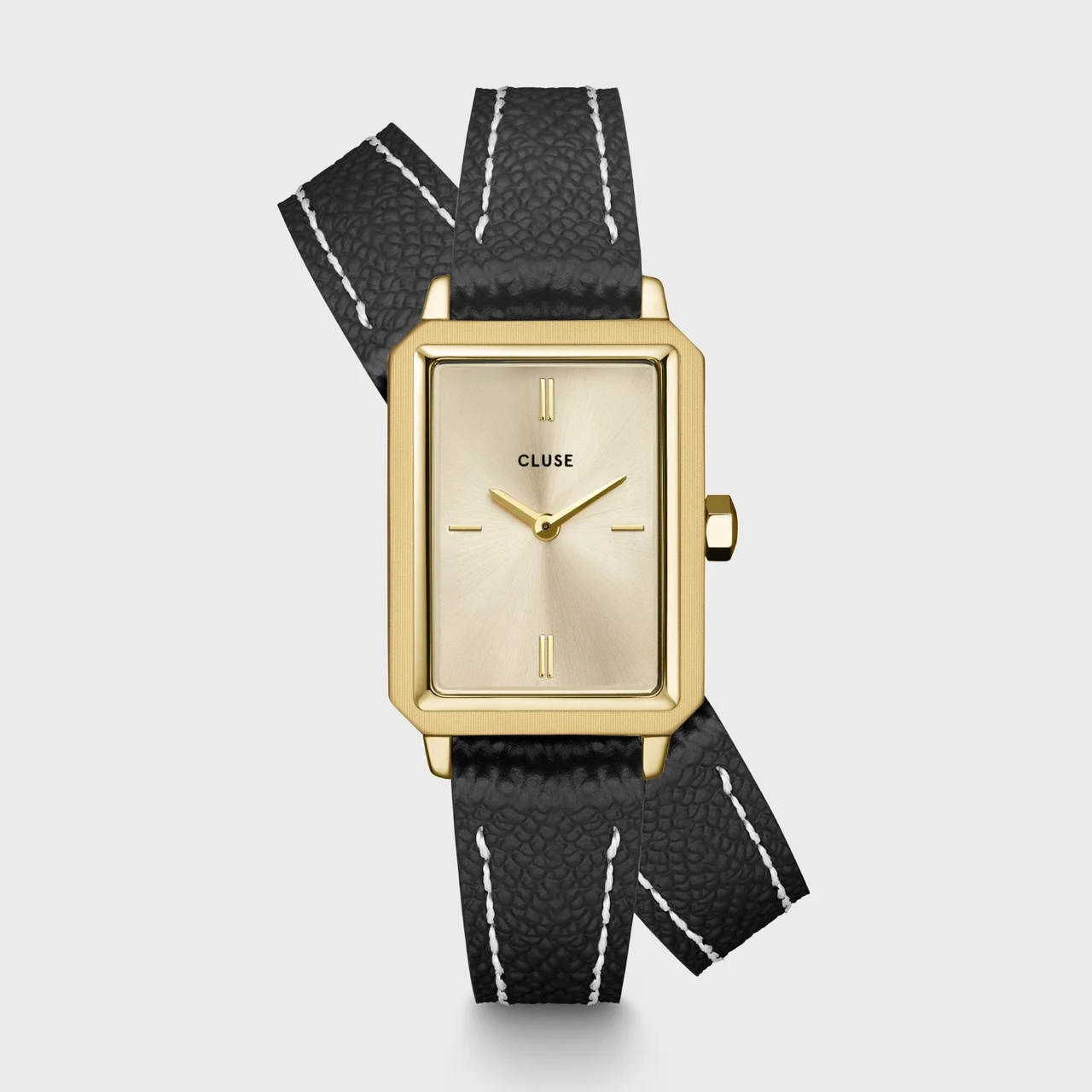 CLUSE Fluette Watch Double Leather, Black, Full Gold Colour CW11517 30.6 mm kol saati