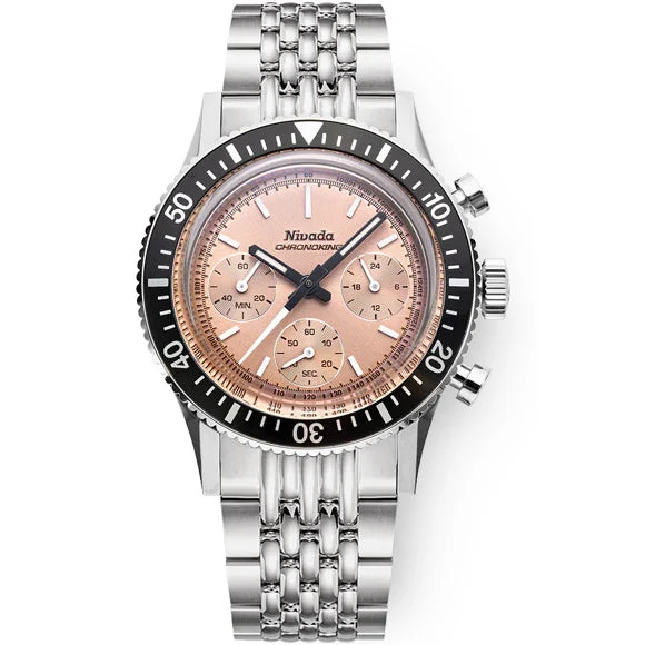 Nivada Grenchen Chronoking Salmon Dial on Bracelet 87043Q04 kol saati