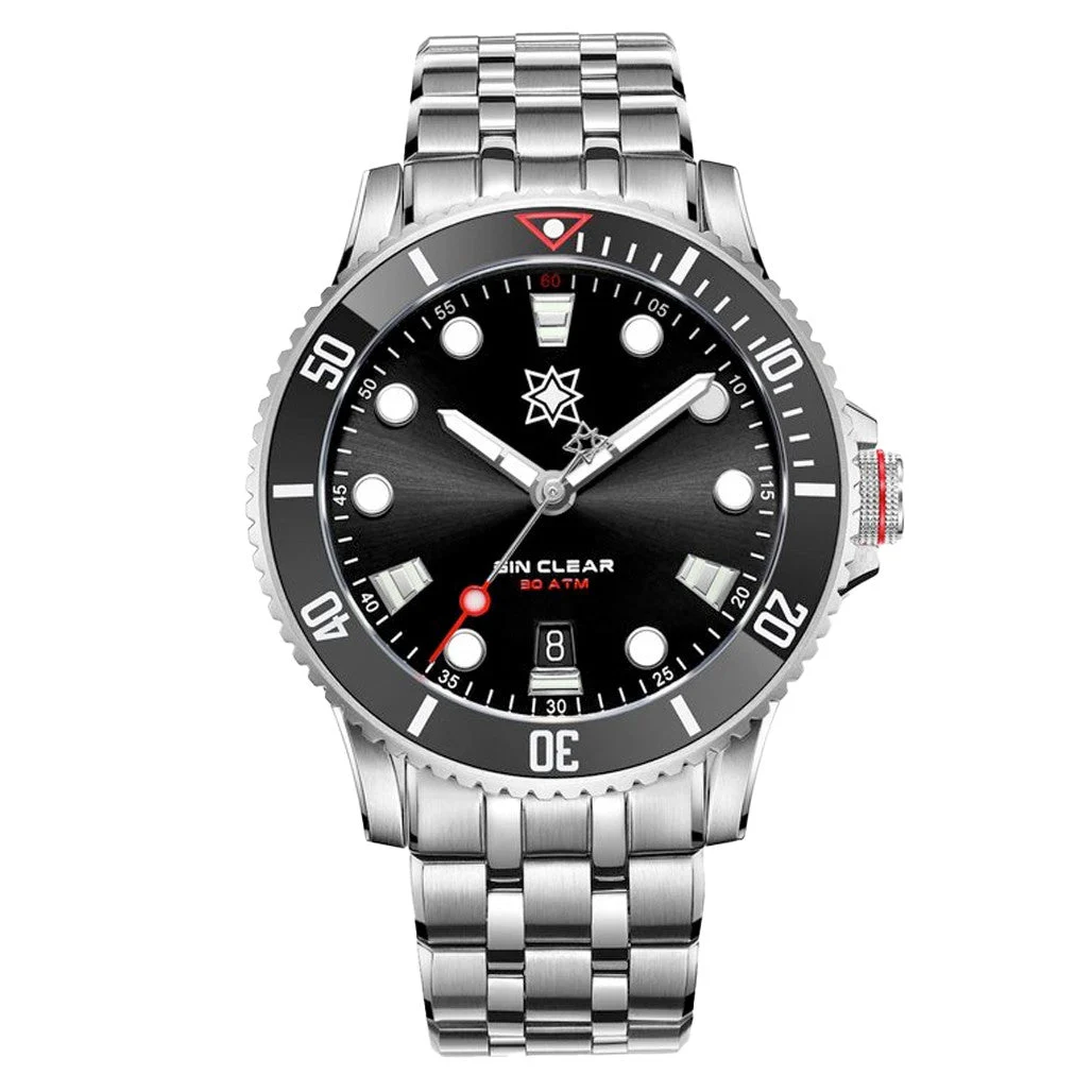 Second Hour Gin Clear Mk2 Watch with Sunburst Black Dial #SEC-HOU-01 kol saati