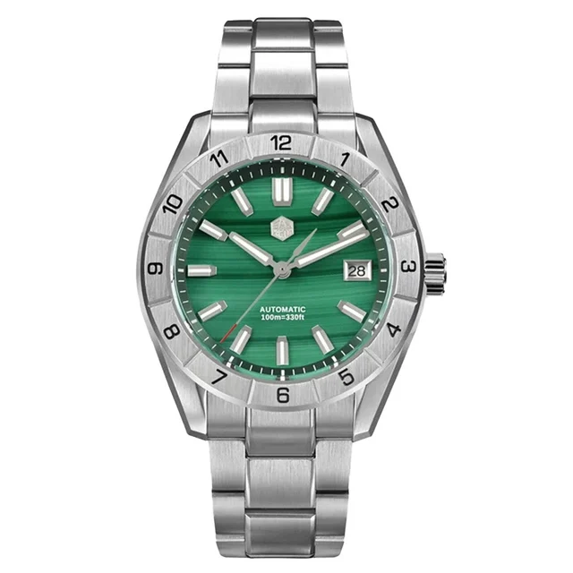 San Martin Watches San Martin Automatic Dive Watch with Malachite Dial #SN0130-A kol saati