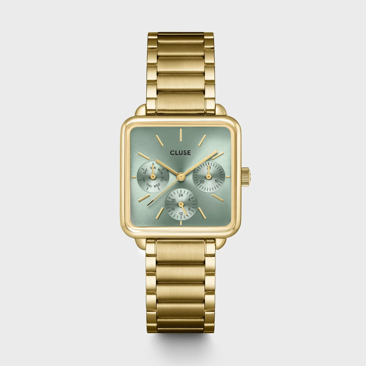 CLUSE Tétragone Multifunction Watch Steel, Sage Green, Gold Colour CW13805 30 mm kol saati