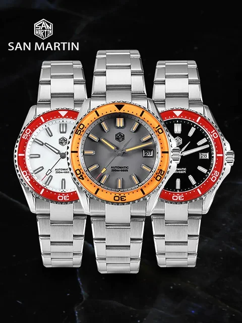 eprolo San Martin Sn0129 Enamel Dial Full Luminous 39mm Dive Watch NH35 Automatic 20Bar Ar