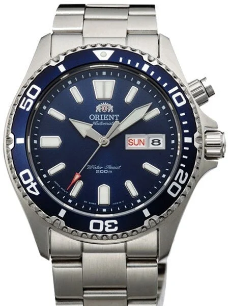 Orient SCRATCH AND DENT - Blue Mako USA Automatic Dive Watch with 120-click Bezel, Sapphire Crystal #EM6500HD SND069 41.5 mm kol saati