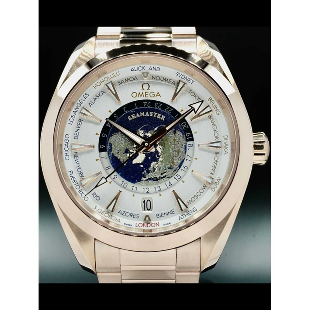 OMEGA Seamaster Aquaterra 150m Master Chronometer GMT Worldtimer 43mm Gold 220.50.43.22.02