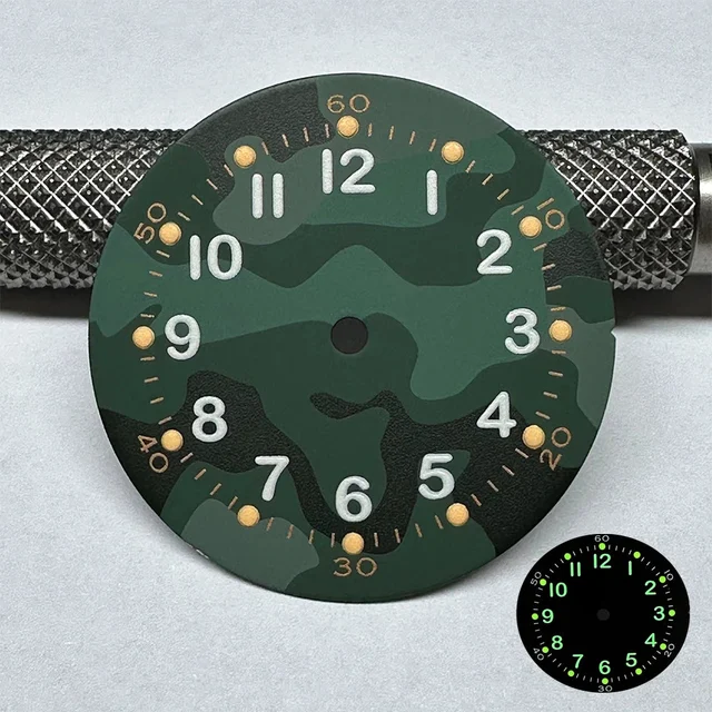 Tandorio Camoflage watch dial NH35 military green Dial 28.5mm Universal Modified Military