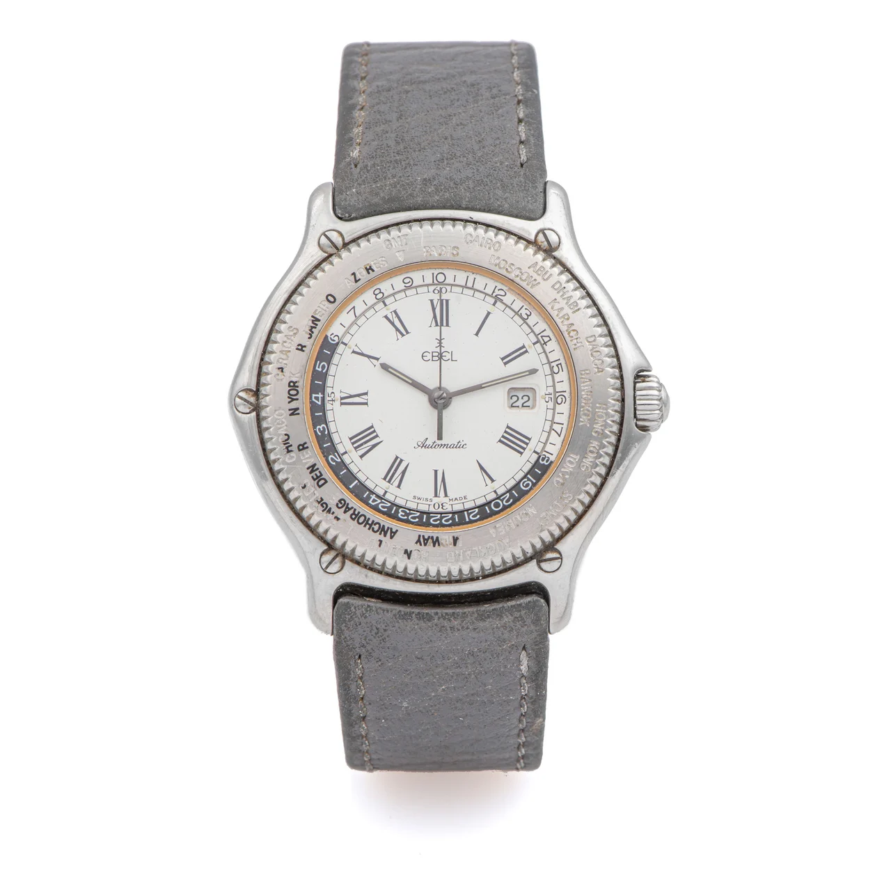 Ebel Ref. 9124913, self-winding, centre-seconds, World Time, date; “Voyager”; stainless steel kol saati