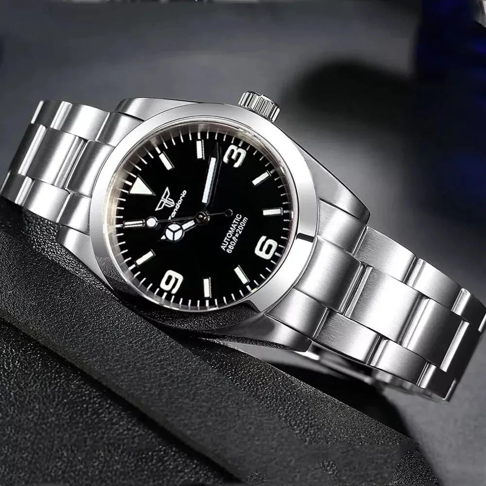 Tandorio Explorer TD110A 36mm/39mm Polished Bezel Sapphire 20bar NH35 Automatic 14:29#Light Blue Half;5:57000035#39mm NH35 39 mm kol saati