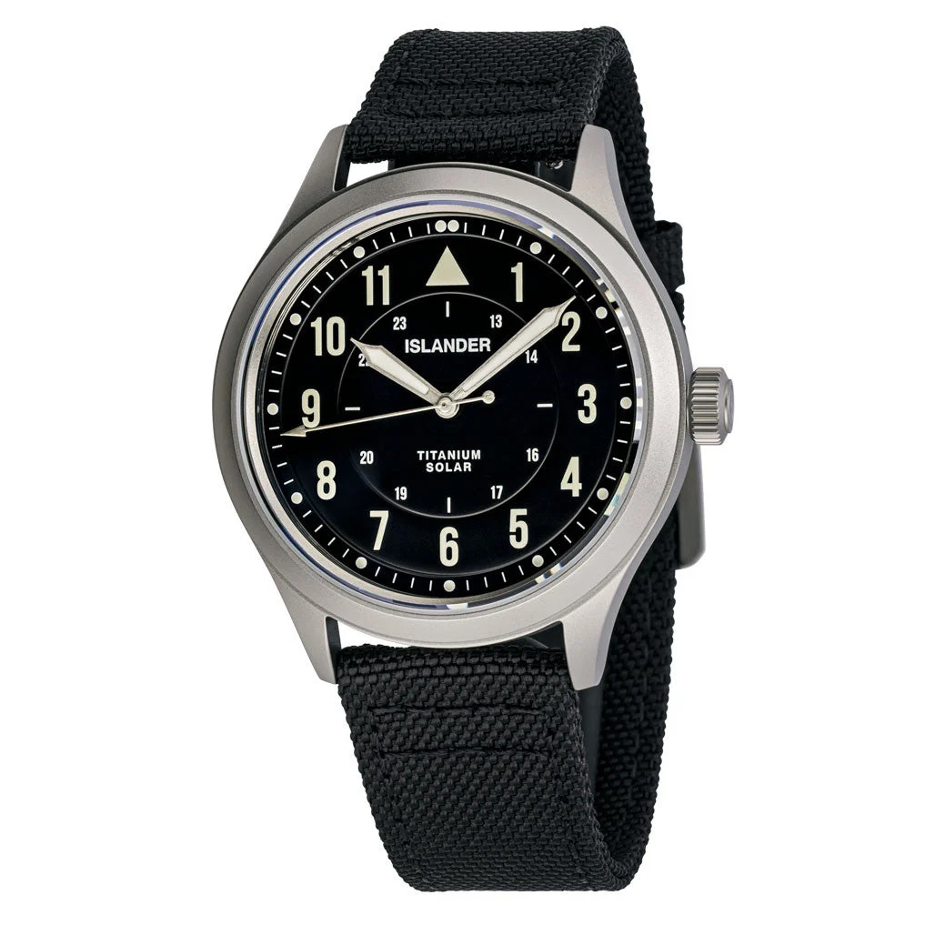 Islander Babylon HV1000 Titanium Solar Field Watch with Black Dial #ISL-333 kol saati