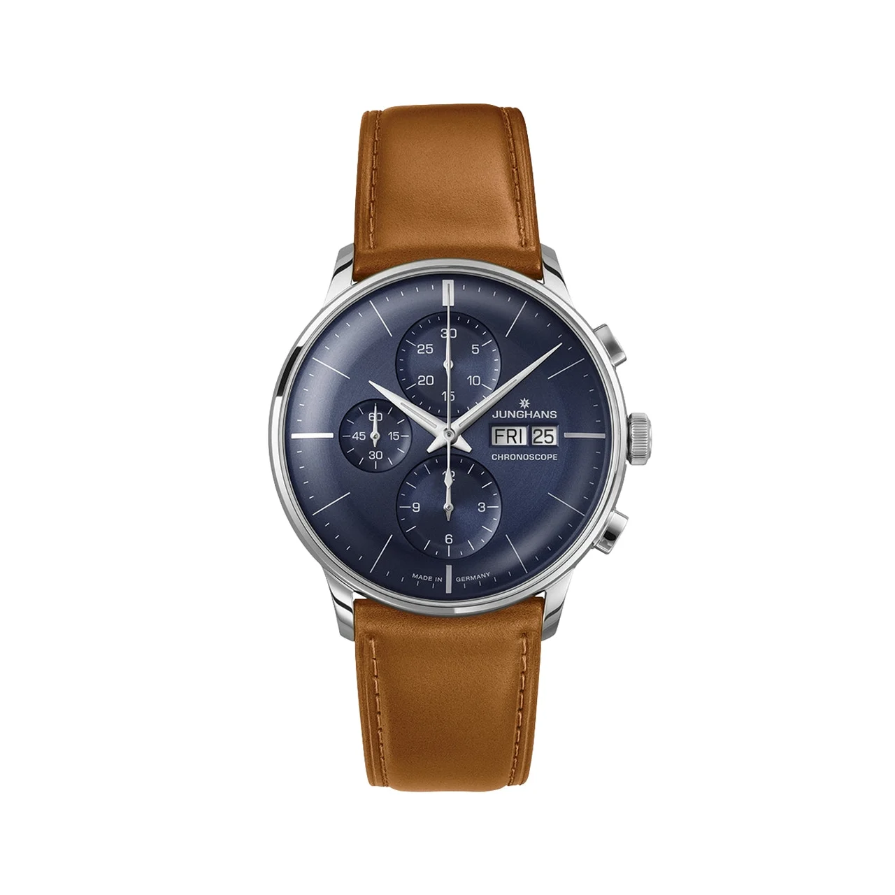 Junghans Meister Chronoscope 40.7mm - Blue on Leather Strap 27.4526.03 40.7 mm kol saati