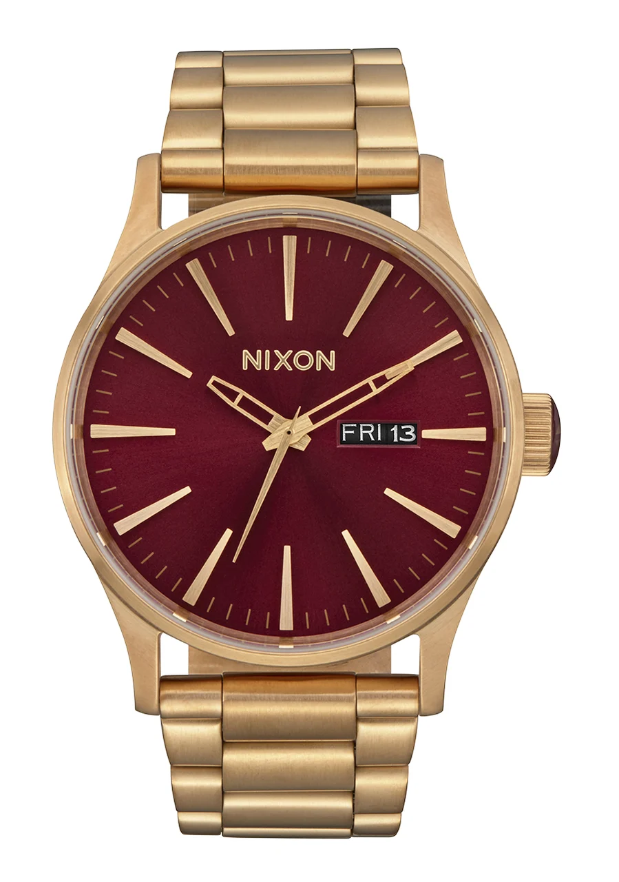 Nixon US Sentry Stainless Steel - Oxblood Sunray / Gold A356-5094-00 42 mm kol saati