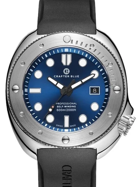 Crafter Blue Swiss Made 600-Meter Hyperion Ocean Diver with Swiss Automatic Movement #HOSS002SB-R 45 mm kol saati