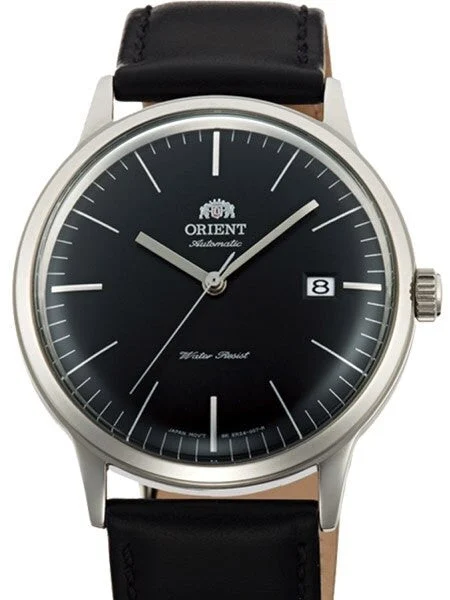 Orient Scratch and Dent - Bambino V3 Automatic Dress Watch with Black Dial, Applied Silver Hour Markers #ER2400LB SND047 kol saati