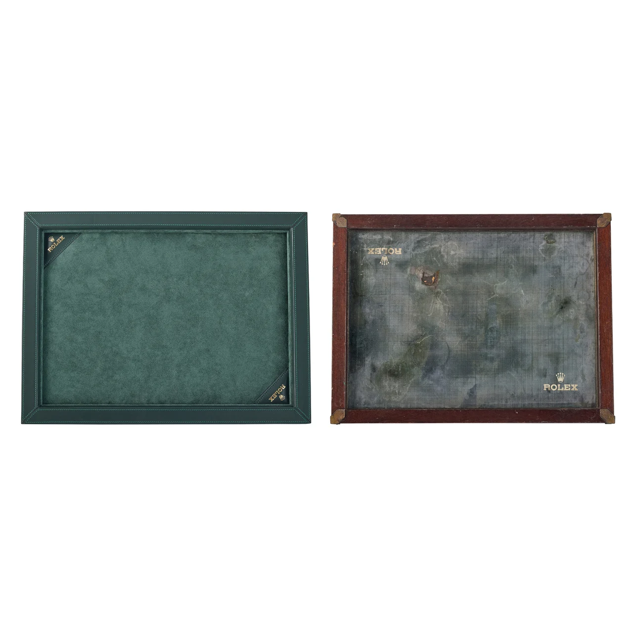 Rolex ROLEX, REF. RMA 151-V / 435, SET OF 2, WATCH PRESENTATION TRAY, MADE FOR RETAILER STORES, LEATHER AND WOOD kol saati