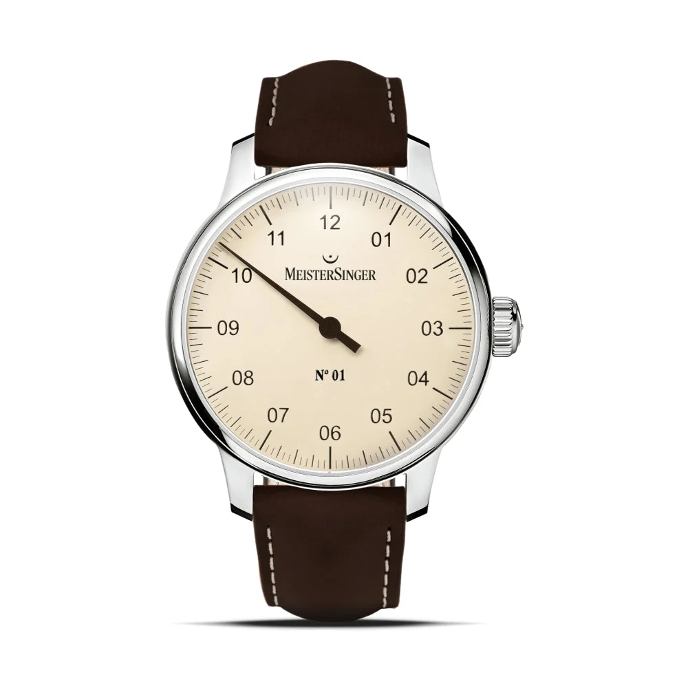 Meistersinger Ivory on Leather Strap AM3303 43 mm kol saati