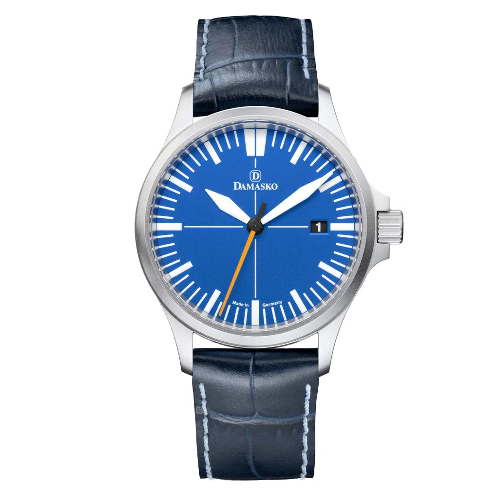 Damasko Swiss DS30 Blue Dial Automatic Watch with a 39mm Bead-Blasted Submarine Steel Case #DS30 DS30-OBO 39 mm kol saati