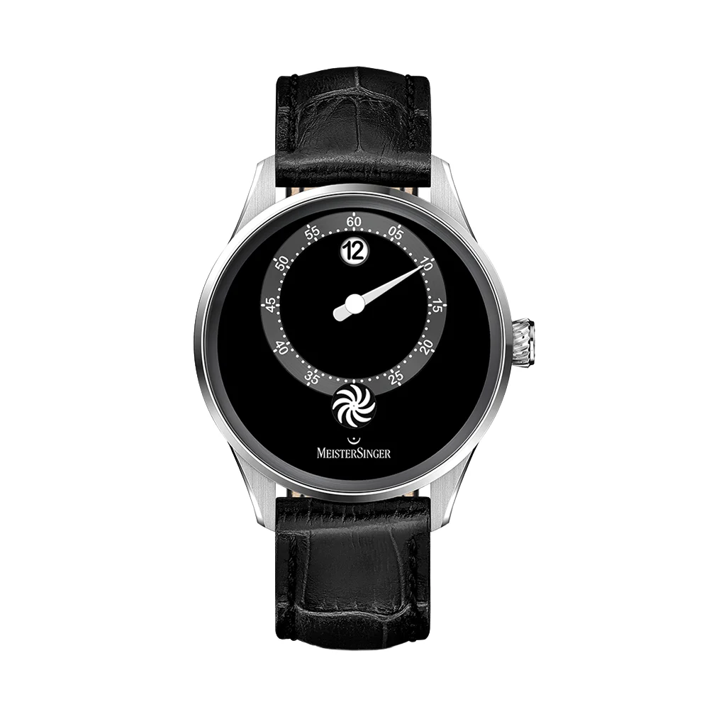 Meistersinger Panthero Jumping Hour 40.5mm - Black on Leather Strap PTJH902 40.5 mm kol saati