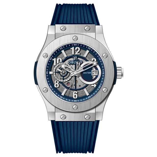 OBLVLO With Rubber, Automatic,Blue Dial HM-GT HM Series,44mm,Steel With Rubber, Automatic,