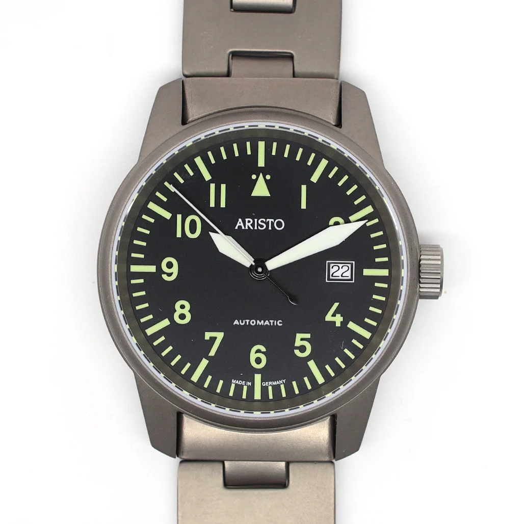 Aristo Titanium Swiss Automatic Aviator Watch #5H101TIBI 40 mm kol saati