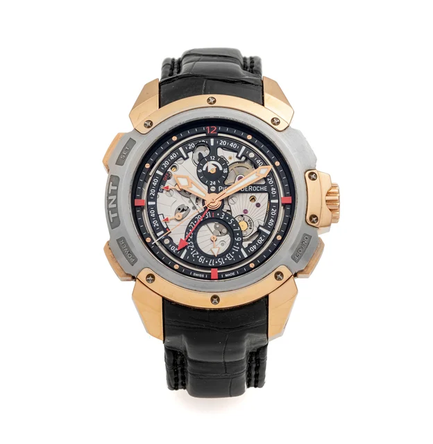 Pierre DeRoche Ref. B-01778, oversize, self-winding, date, AM-PM indication, striking appo