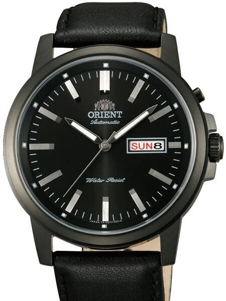 Orient PVD Starfish Day and Date Automatic Watch with Black Dial #EM7J001B kol saati