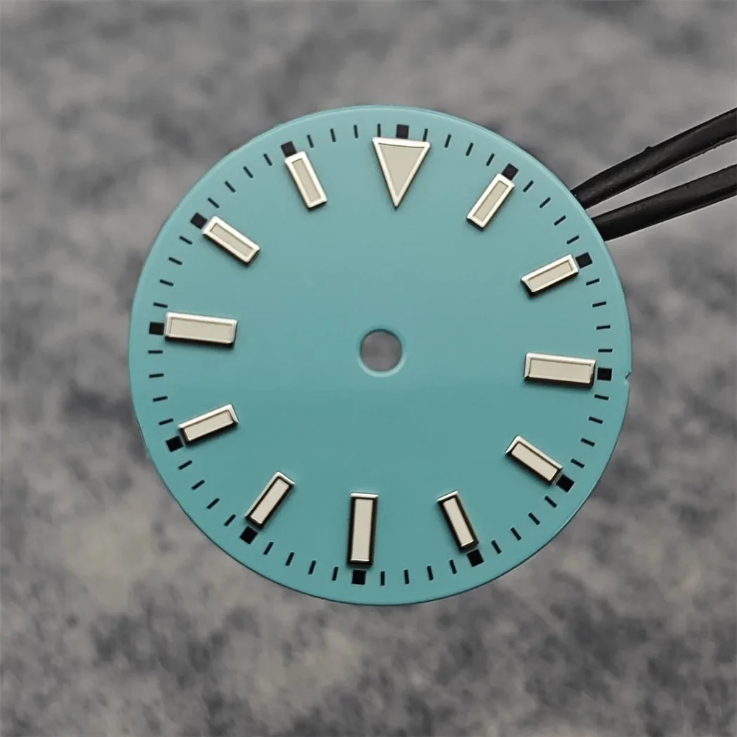 Tandorio Watch Dial with Green Luminous Colourful No Calendar Window Watch Faces for NH35/ ETA 2836/Japan 8215/Mingzhu 2813 Movement 14:100013777 29 mm kol saati