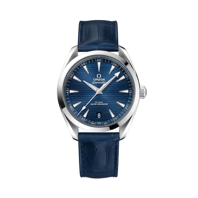 OMEGA Seamaster Aqua Terra 150M 41mm - Blue on Leather Strap O22013412103003 kol saati