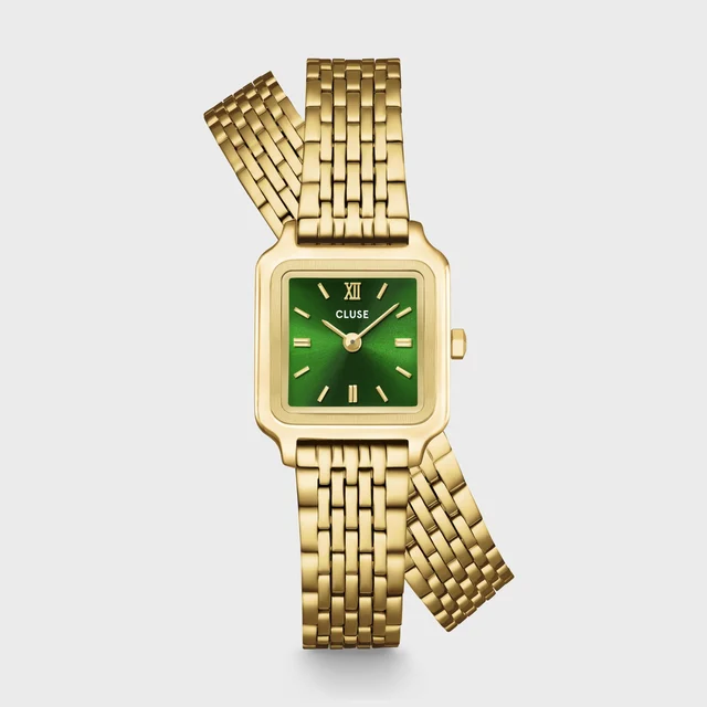 CLUSE Gracieuse Mini Watch Double Steel, Forest Green, Gold Colour CW15504 kol saati