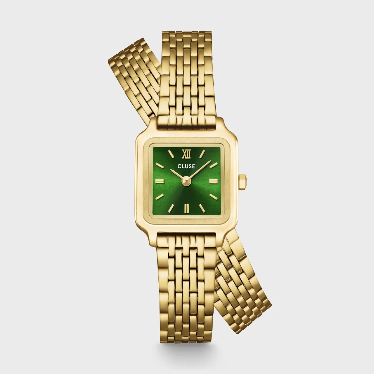 CLUSE Gracieuse Mini Watch Double Steel, Forest Green, Gold Colour CW15504 kol saati