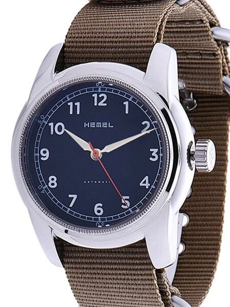 Hemel Track Automatic Military-Styled Watch with Matte Black Dial and Sapphire Crystal #HM