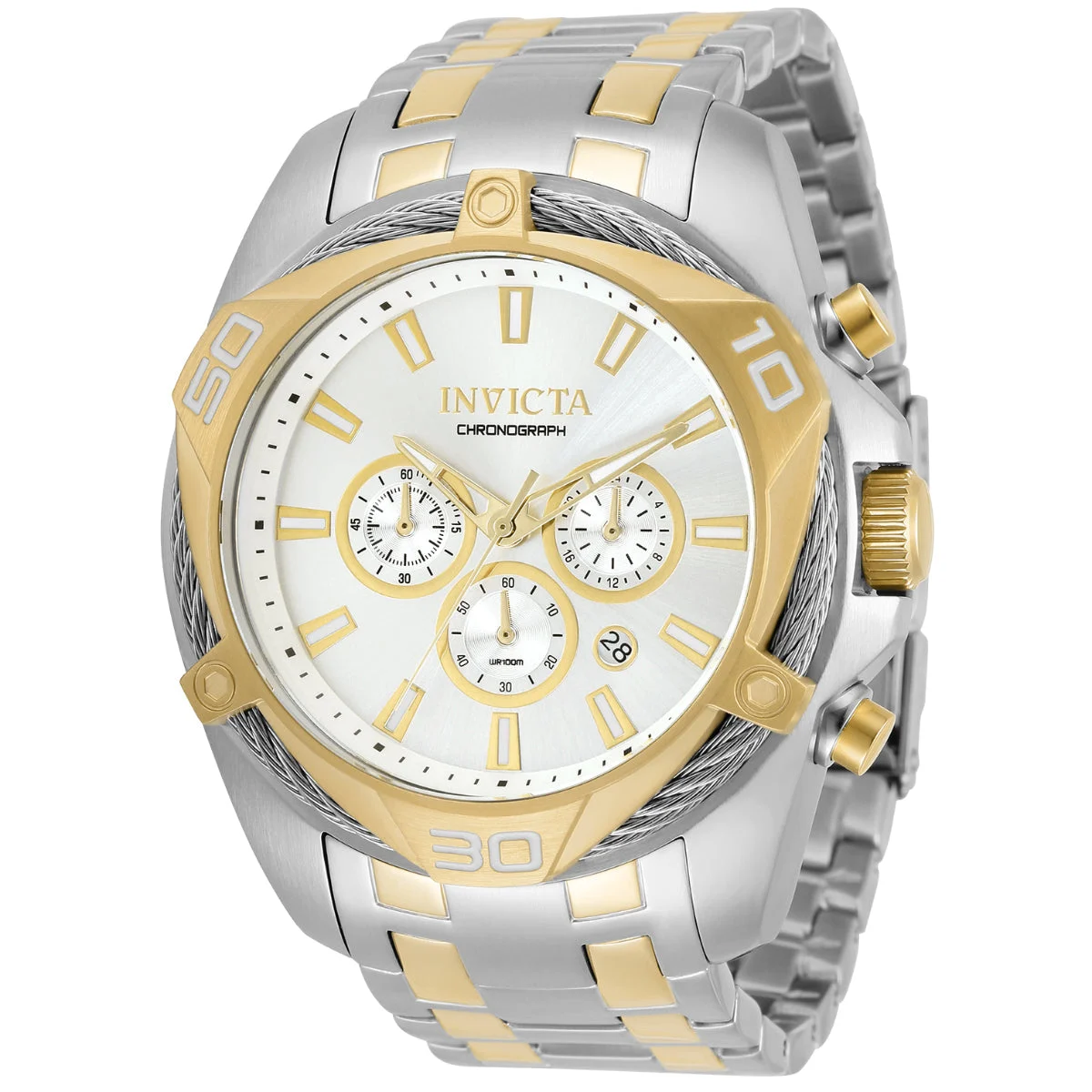 Invicta Bolt Tensora Watch - 50mm, Steel, Gold (34126) 50 mm kol saati