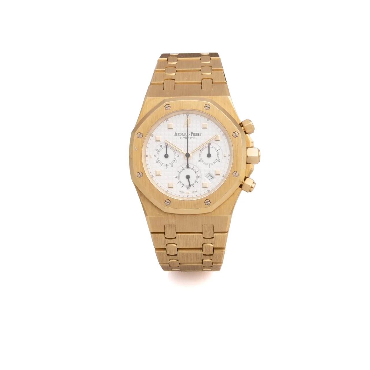 Audemars Piguet Ref. 25960 BA, self-winding, chronograph, hour and minute counters, date, calibre 2385; “Royal Oak”; 18K yellow gold kol saati