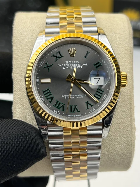 Rolex Date just Wimbledon Half Gold 36mm-Swiss 3235 Movement kol saati