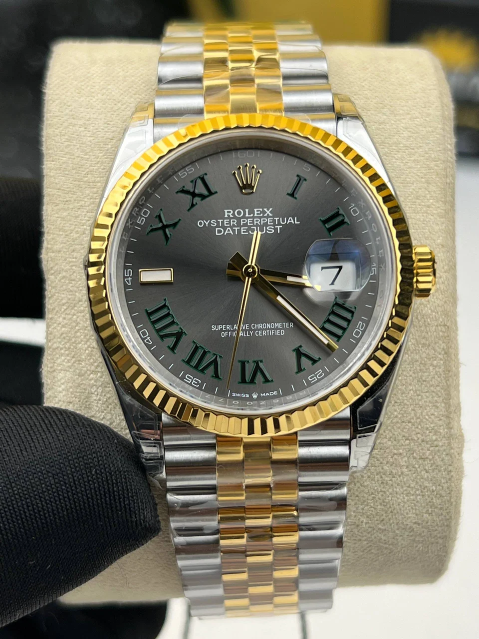 Rolex Date just Wimbledon Half Gold 36mm-Swiss 3235 Movement 36 mm kol saati
