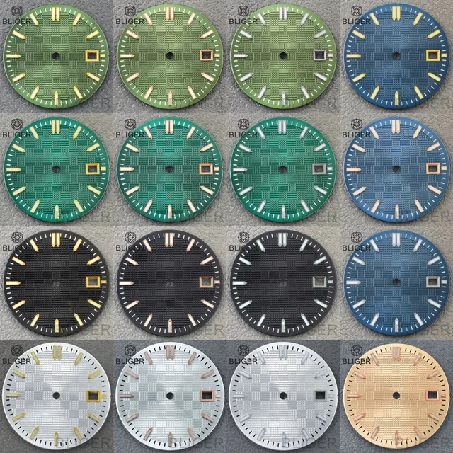 Tandorio Sterile Dial logo-free green luminous dial for NH35 movement 3 o'clock date 61809