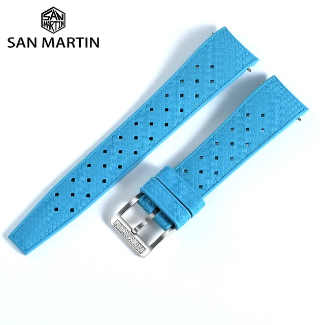 San Martin Curved End FKM Rubber Strap For SN0144 仅表带-SN0144表带-黑色-19mm 254 kol saati