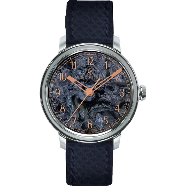 Lundis Bleus Contemporaines Dark Blue Pietersite Arabic Numerals 1120-PB kol saati
