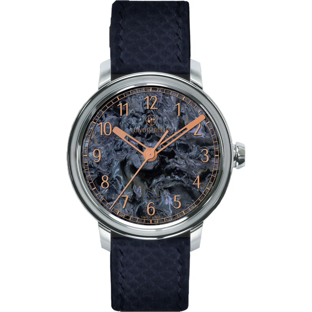 Lundis Bleus Contemporaines Dark Blue Pietersite Arabic Numerals 1120-PB kol saati